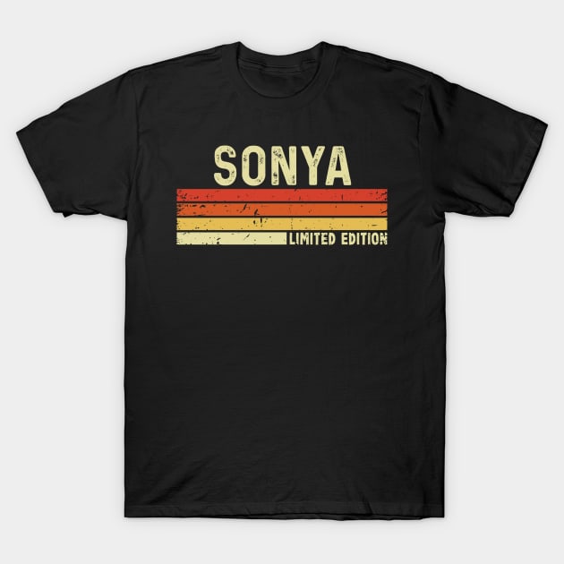 Sonya Name Vintage Retro Limited Edition Gift T-Shirt by CoolDesignsDz